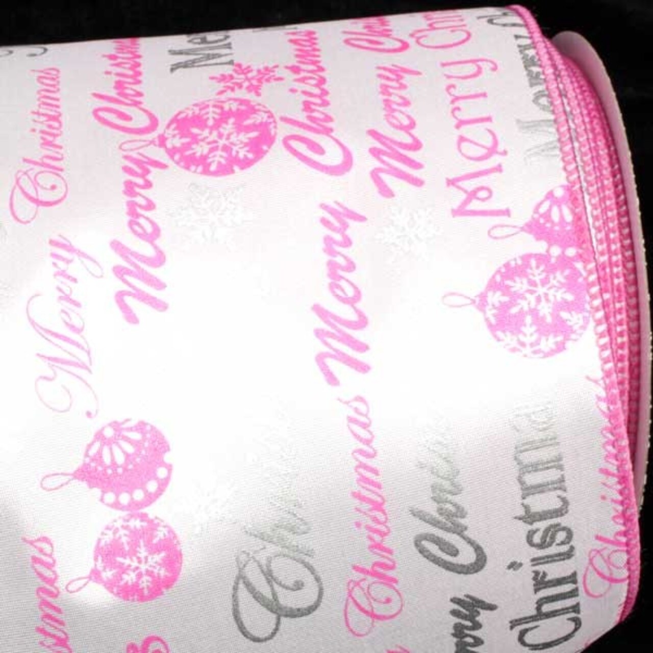 The Ribbon People Pink and White Merry Christmas Wired Craft Ribbon 5" x 20 Yards